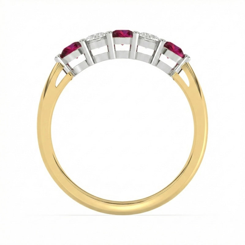 R-44349-RU-Y    Diamond & Ruby Five Stone Ring