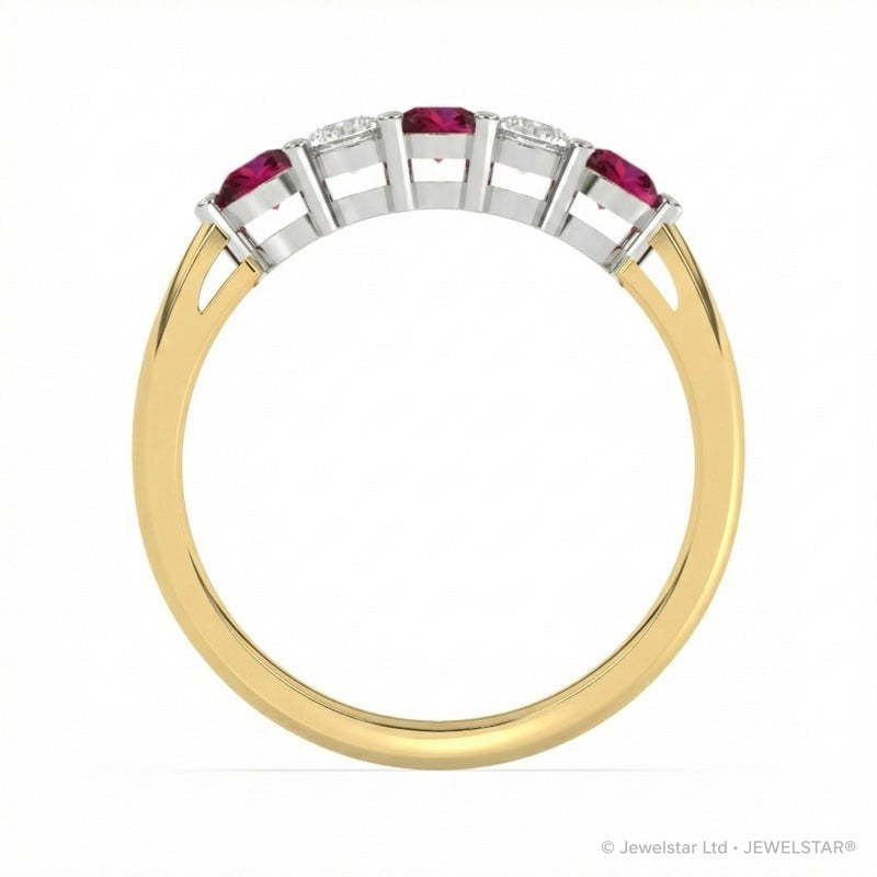 R-44349-RU-Y    Diamond & Ruby Five Stone Ring
