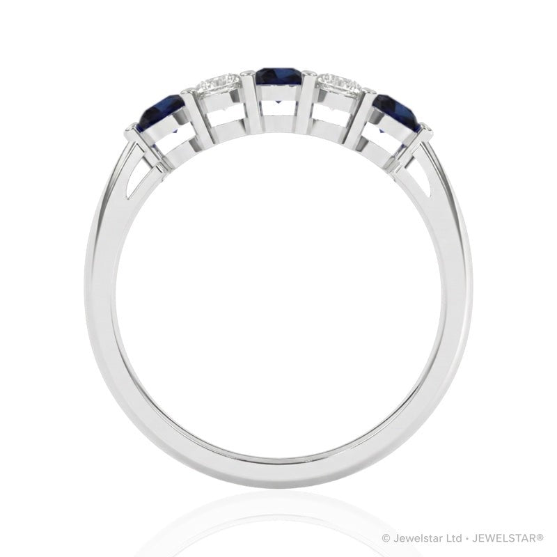 R-44349-SA-W    Diamond & Sapphire Five Stone Ring