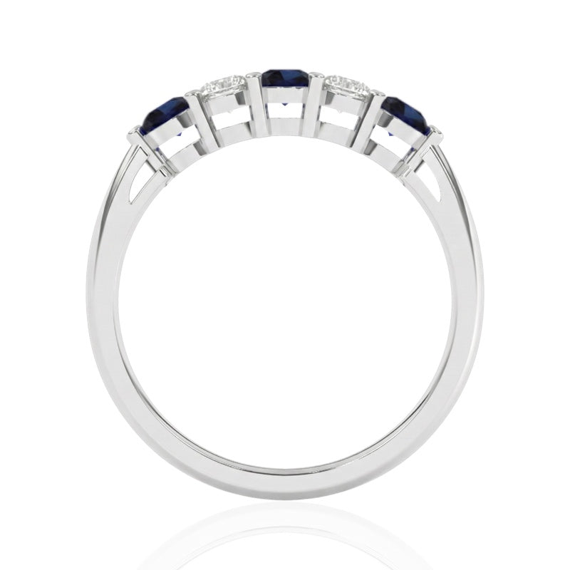 R-44349-SA-W    Diamond & Sapphire Five Stone Ring