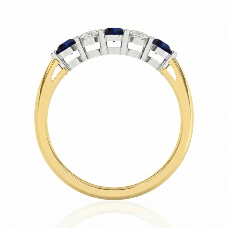 R-44349-SA-Y    Diamond & Sapphire Five Stone Ring