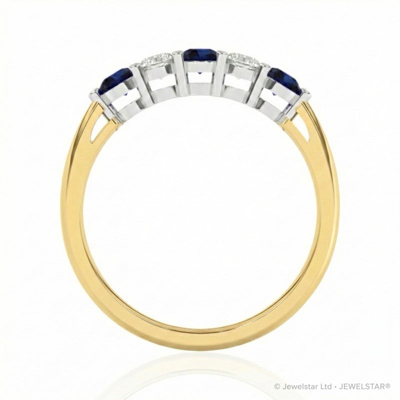 R-44349-SA-Y    Diamond & Sapphire Five Stone Ring