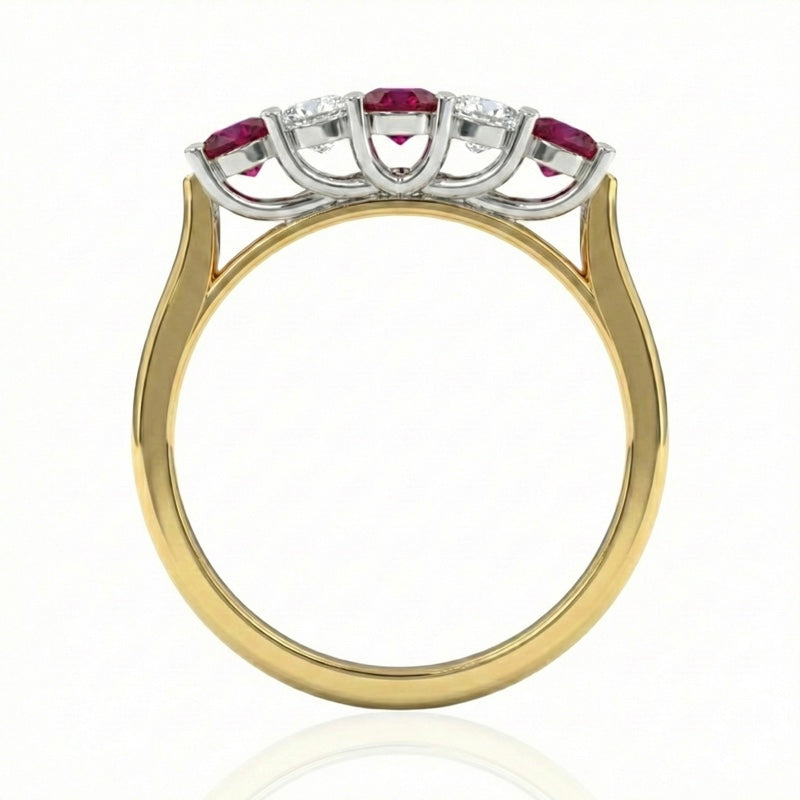 R-44350-RU-Y    Diamond & Ruby Five Stone Ring