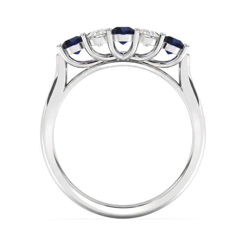 R-44350-SA-W    Diamond & Sapphire Five Stone Ring