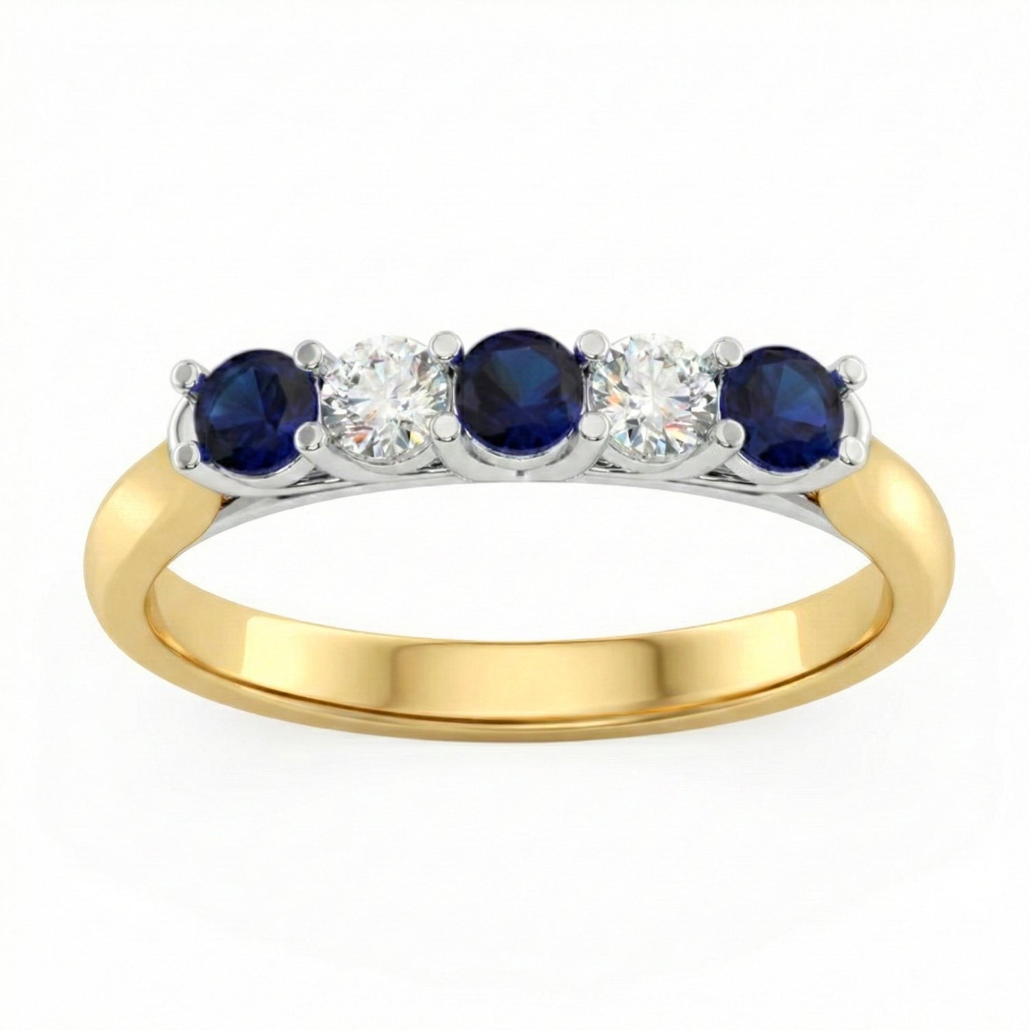 R-44350-SA-Y    Diamond & Sapphire Five Stone Ring