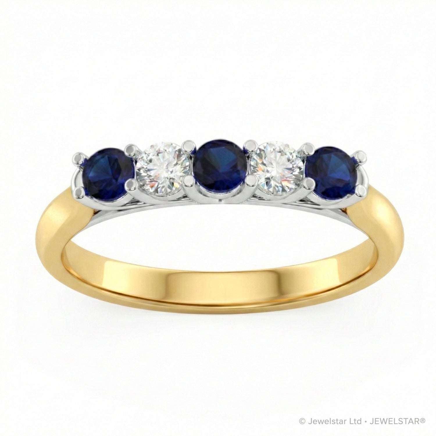 R-44350-SA-Y    Diamond & Sapphire Five Stone Ring