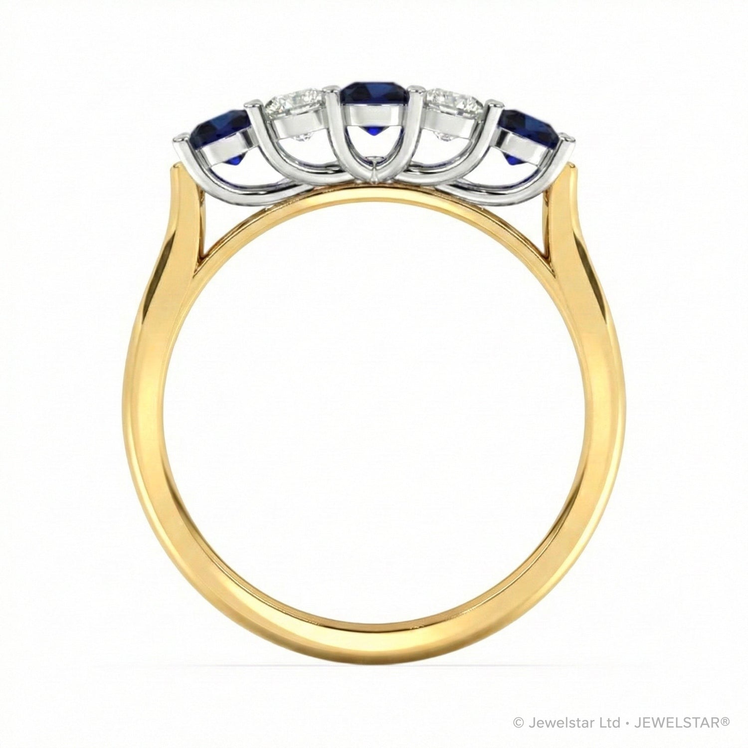 R-44350-SA-Y    Diamond & Sapphire Five Stone Ring