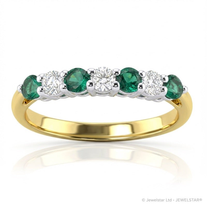 R-44355-EM-Y   Diamond & Emerald Seven Stone Ring