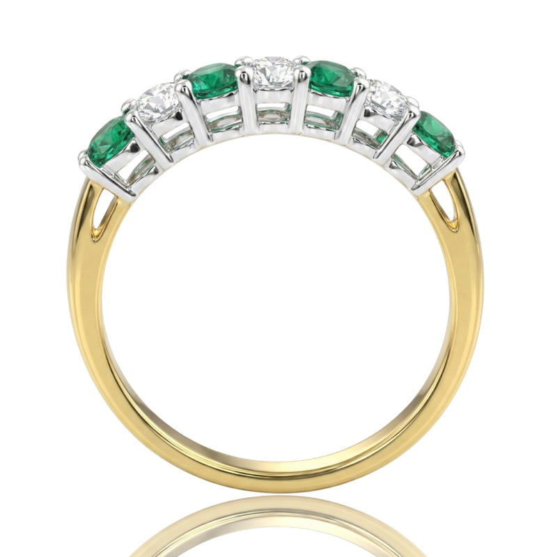 R-44355-EM-Y   Diamond & Emerald Seven Stone Ring