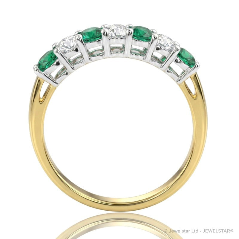 R-44355-EM-Y   Diamond & Emerald Seven Stone Ring