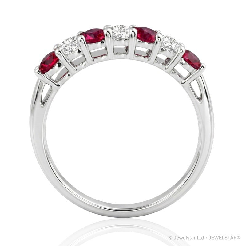 R-44355-RU-W   Diamond & Ruby Seven Stone Ring