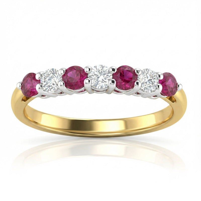 R-44355-RU-Y   Diamond & Ruby Seven Stone Ring