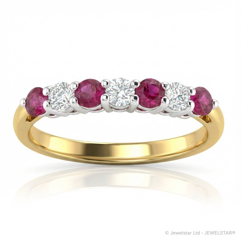 R-44355-RU-Y   Diamond & Ruby Seven Stone Ring