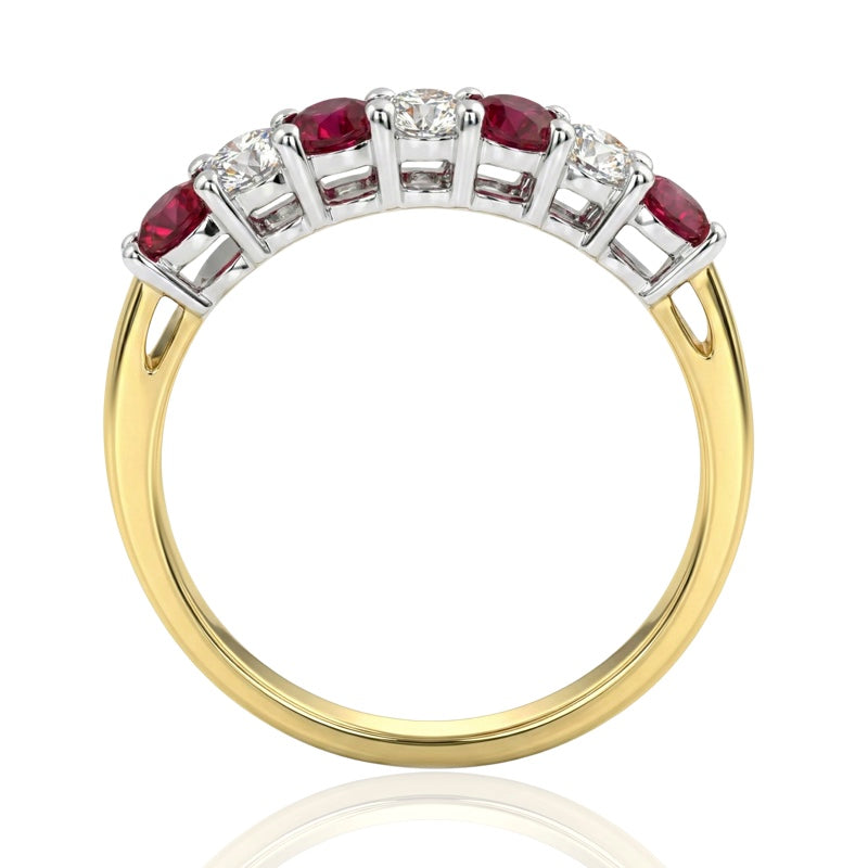 R-44355-RU-Y   Diamond & Ruby Seven Stone Ring
