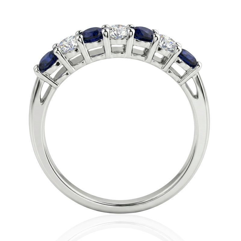 R-44355-SA-W   Diamond & Sapphire Seven Stone Ring