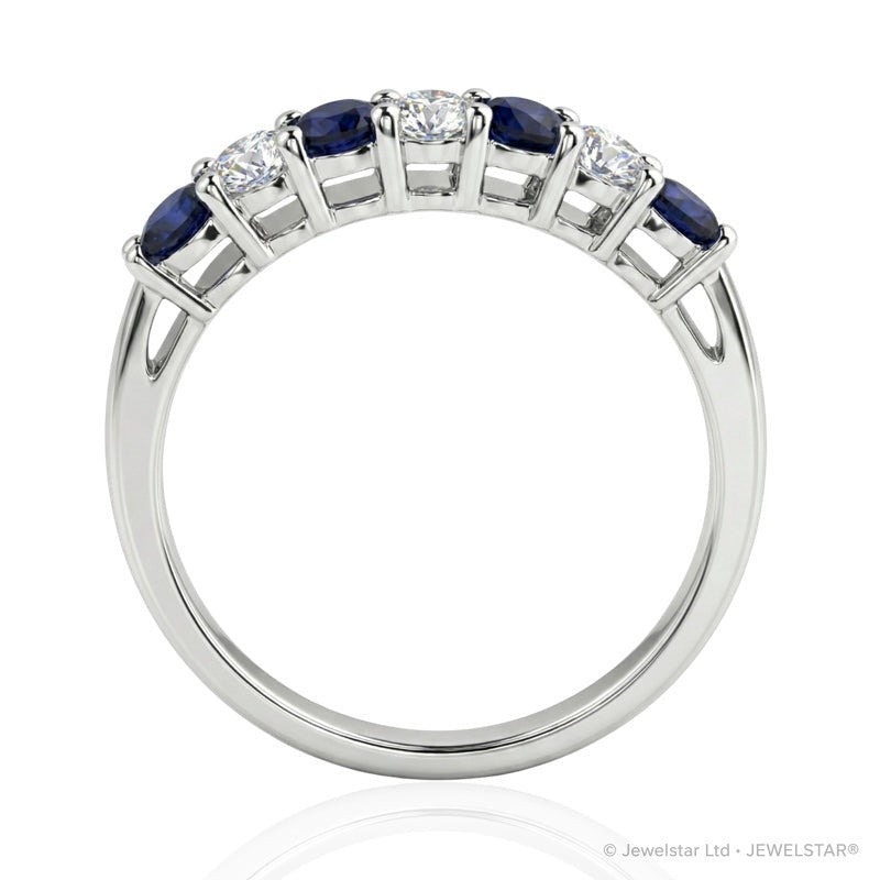 R-44355-SA-W   Diamond & Sapphire Seven Stone Ring