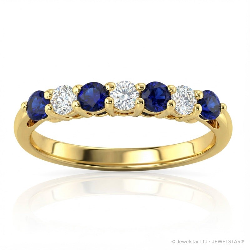 R-44355-SA-Y   Diamond & Sapphire Seven Stone Ring