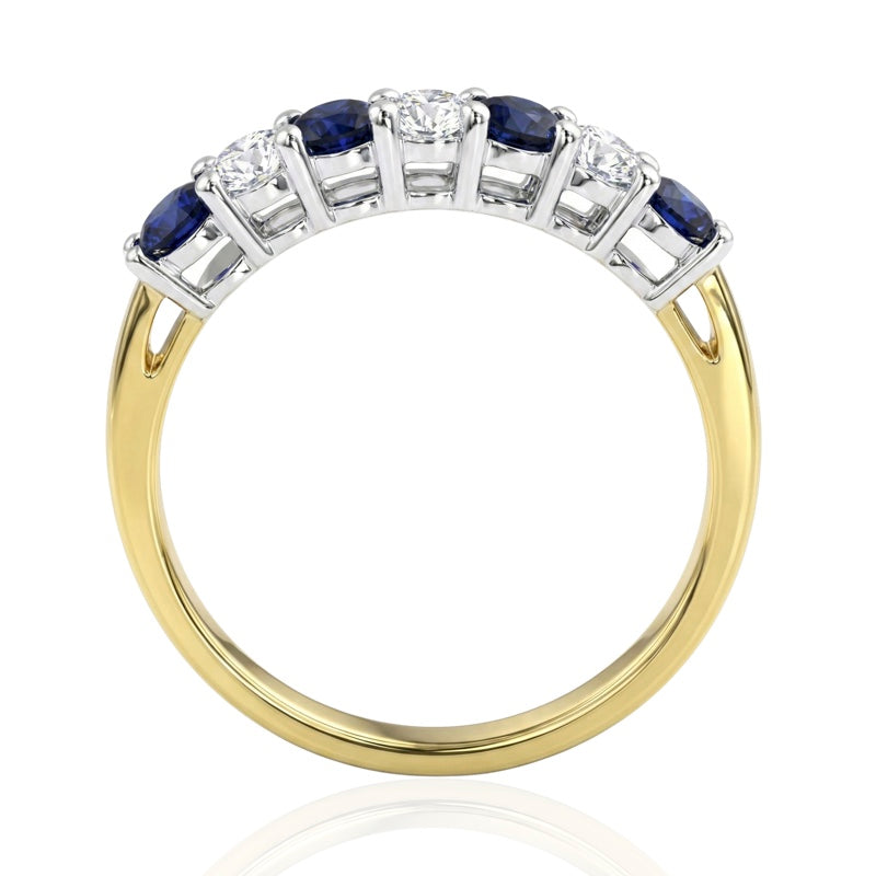 R-44355-SA-Y   Diamond & Sapphire Seven Stone Ring