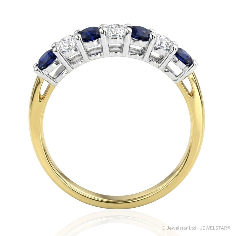 R-44355-SA-Y   Diamond & Sapphire Seven Stone Ring
