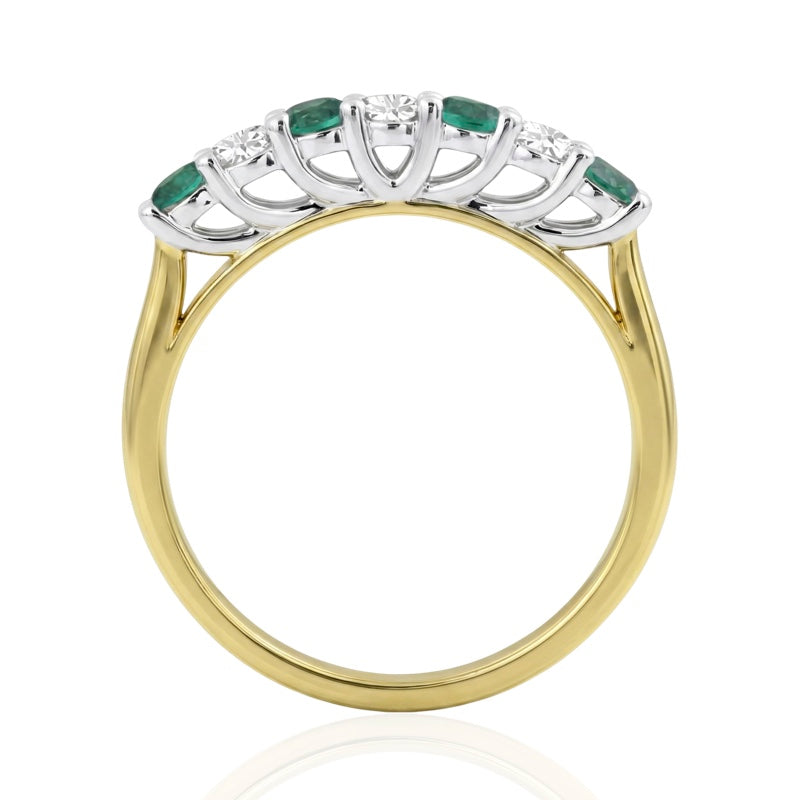 R-44356-EM-Y   Diamond & Emerald Seven Stone Ring