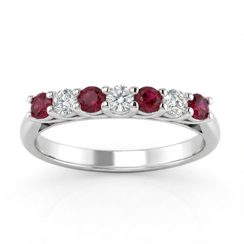 R-44356-RU-W   Diamond & Ruby Seven Stone Ring