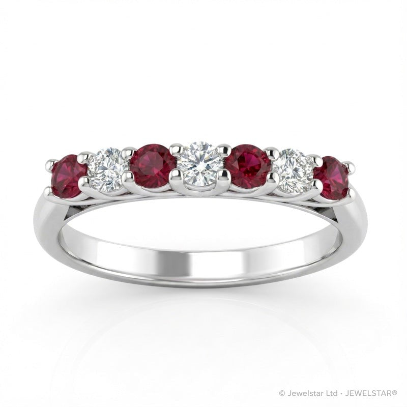 R-44356-RU-W   Diamond & Ruby Seven Stone Ring