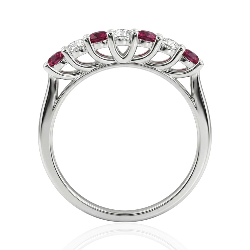 R-44356-RU-W   Diamond & Ruby Seven Stone Ring