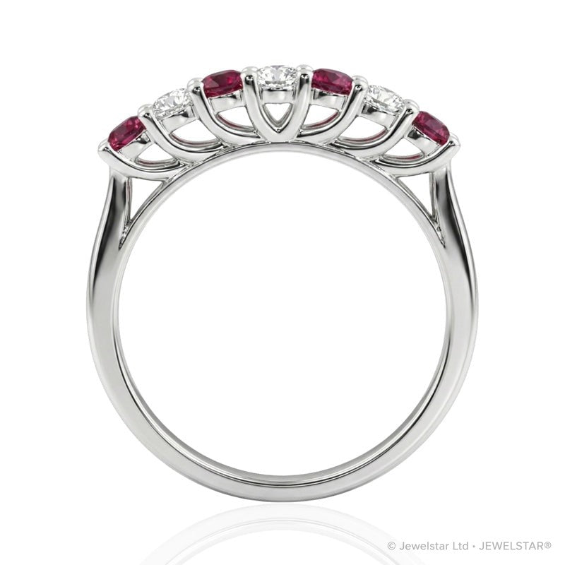R-44356-RU-W   Diamond & Ruby Seven Stone Ring