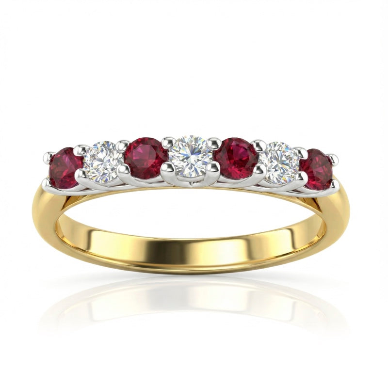 R-44356-RU-Y   Diamond & Ruby Seven Stone Ring