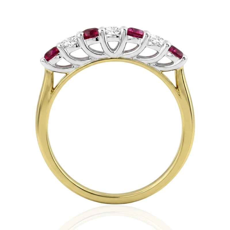 R-44356-RU-Y   Diamond & Ruby Seven Stone Ring