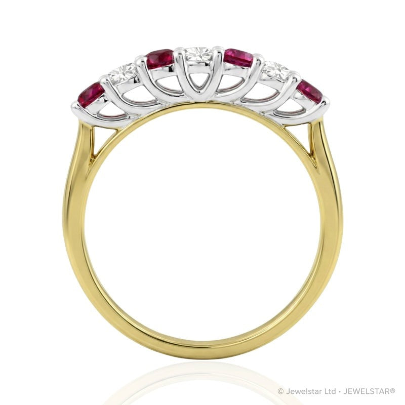 R-44356-RU-Y   Diamond & Ruby Seven Stone Ring
