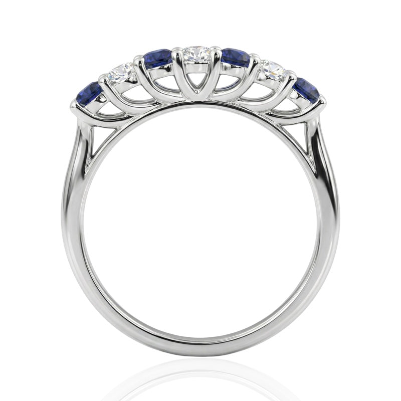 R-44356-SA-W   Diamond & Sapphire Seven Stone Ring