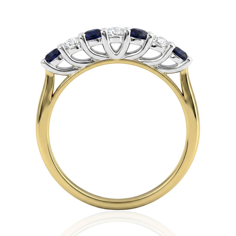 R-44356-SA-Y   Diamond & Sapphire Seven Stone Ring