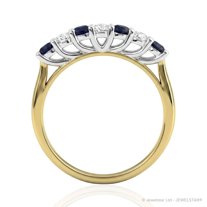 R-44356-SA-Y   Diamond & Sapphire Seven Stone Ring
