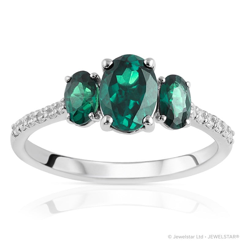 R-44620-EM-W  Diamond & Emerald Dress Ring
