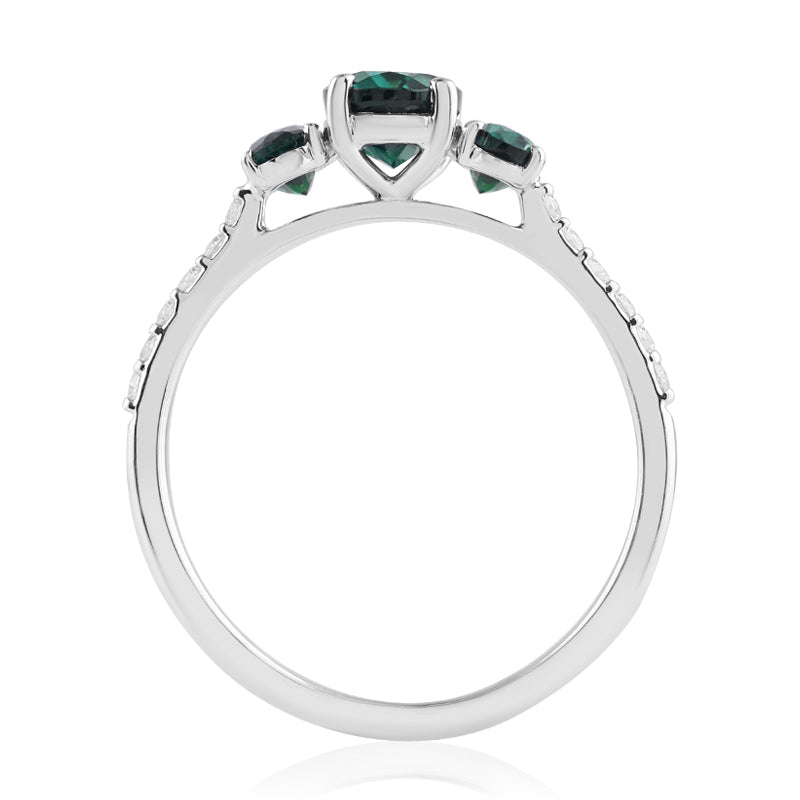 R-44620-EM-W  Diamond & Emerald Dress Ring