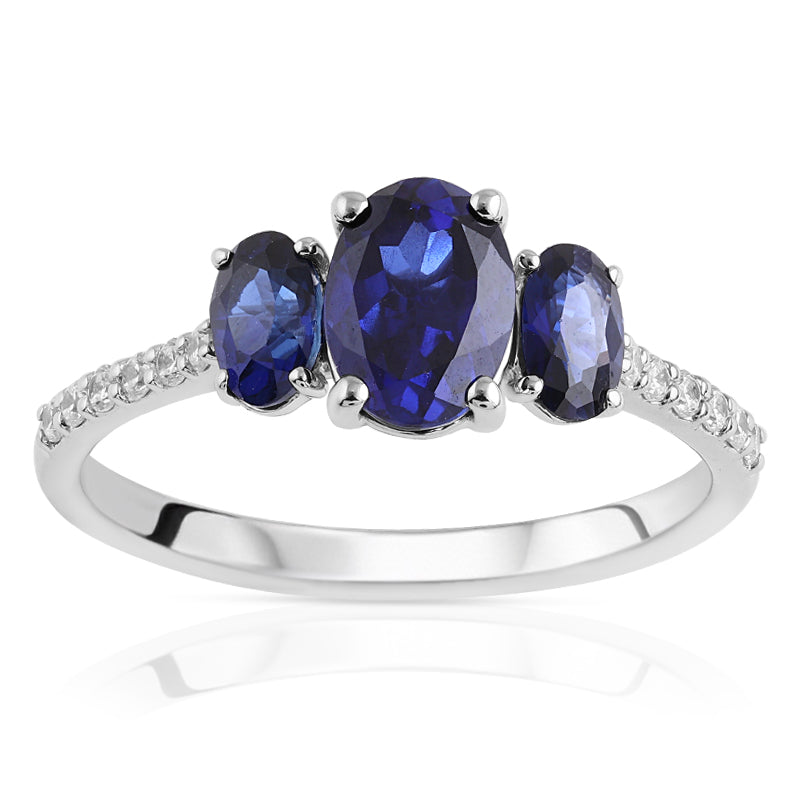 R-44620-SA-W  Diamond & Sapphire Dress Ring