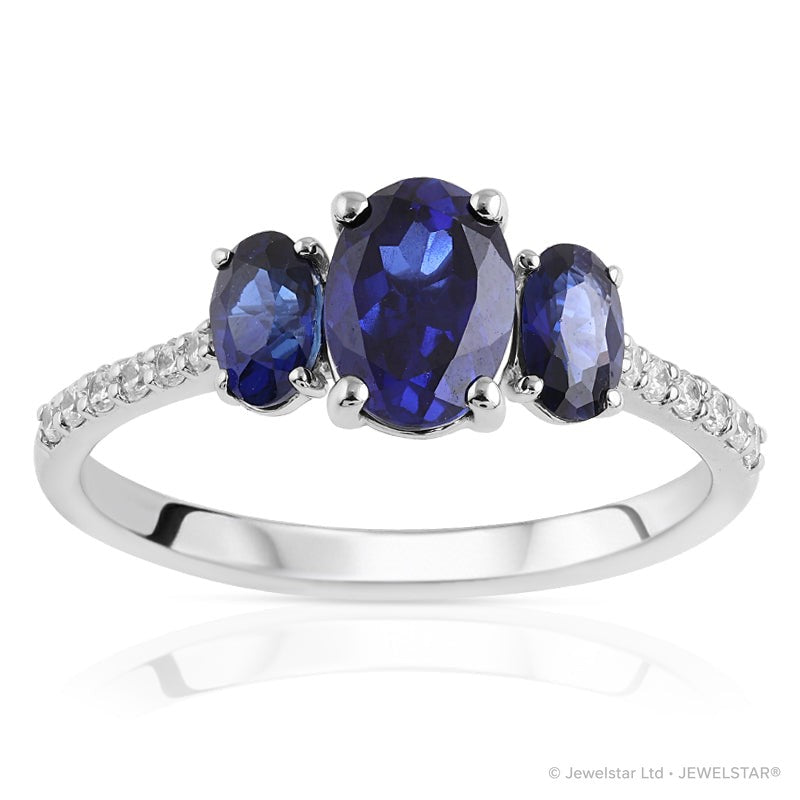 R-44620-SA-W  Diamond & Sapphire Dress Ring