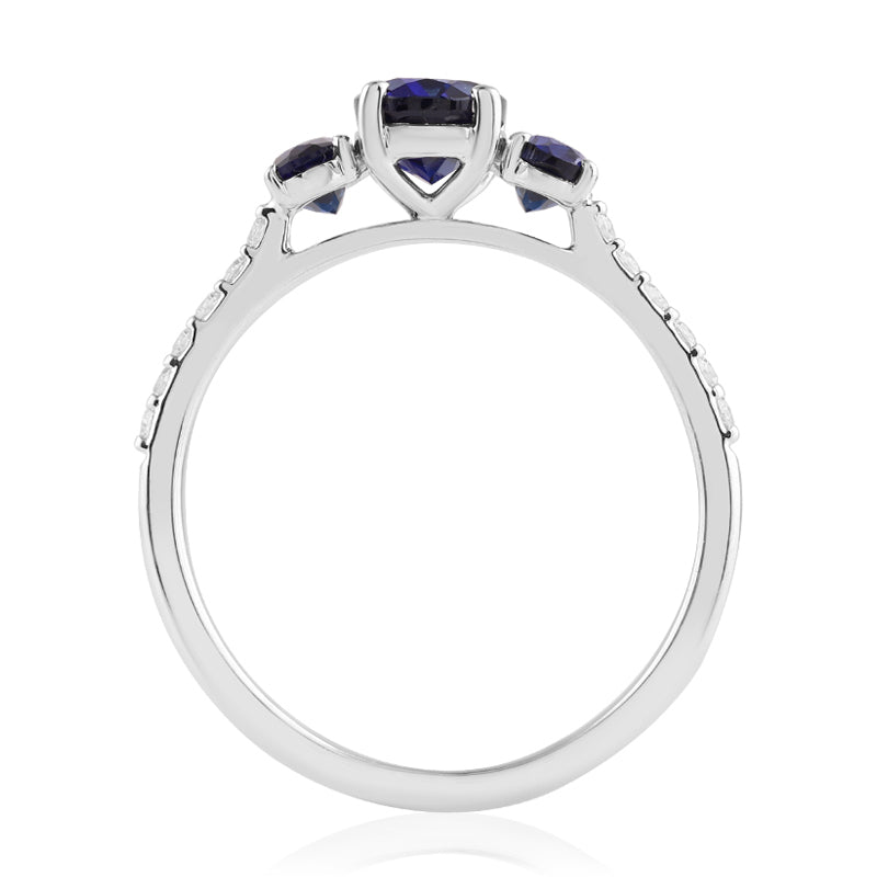 R-44620-SA-W  Diamond & Sapphire Dress Ring