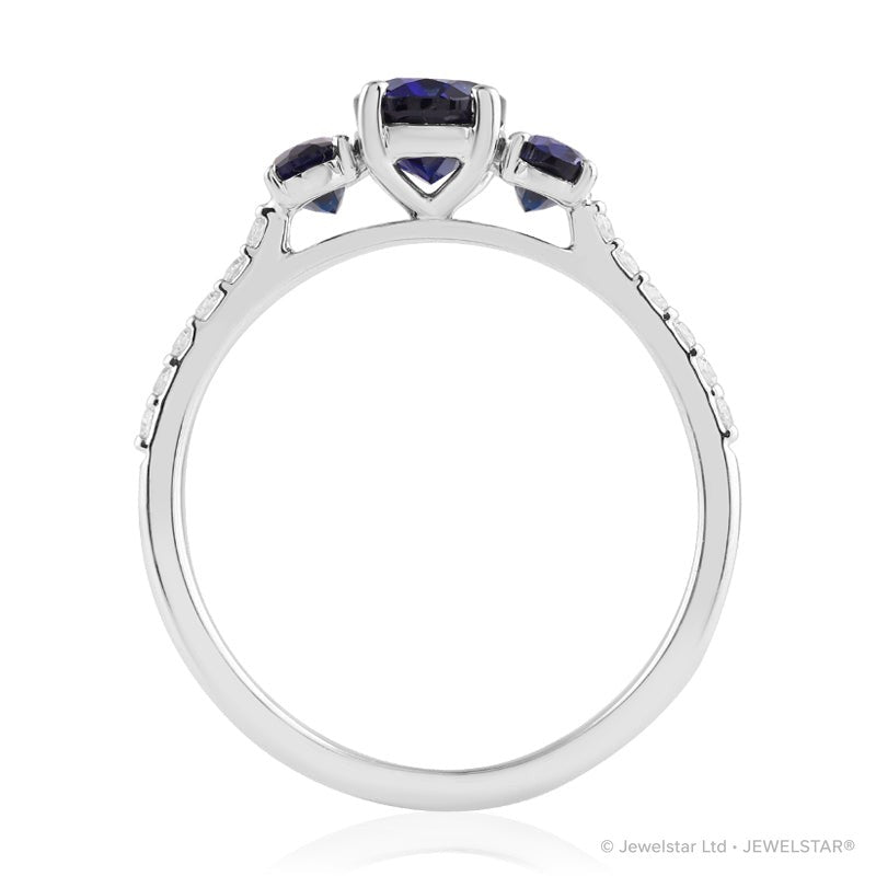 R-44620-SA-W  Diamond & Sapphire Dress Ring