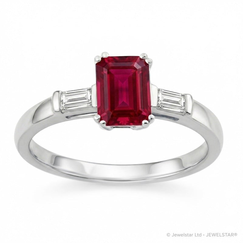 R-44636-RU-W   Diamond & Ruby Three Stone Ring