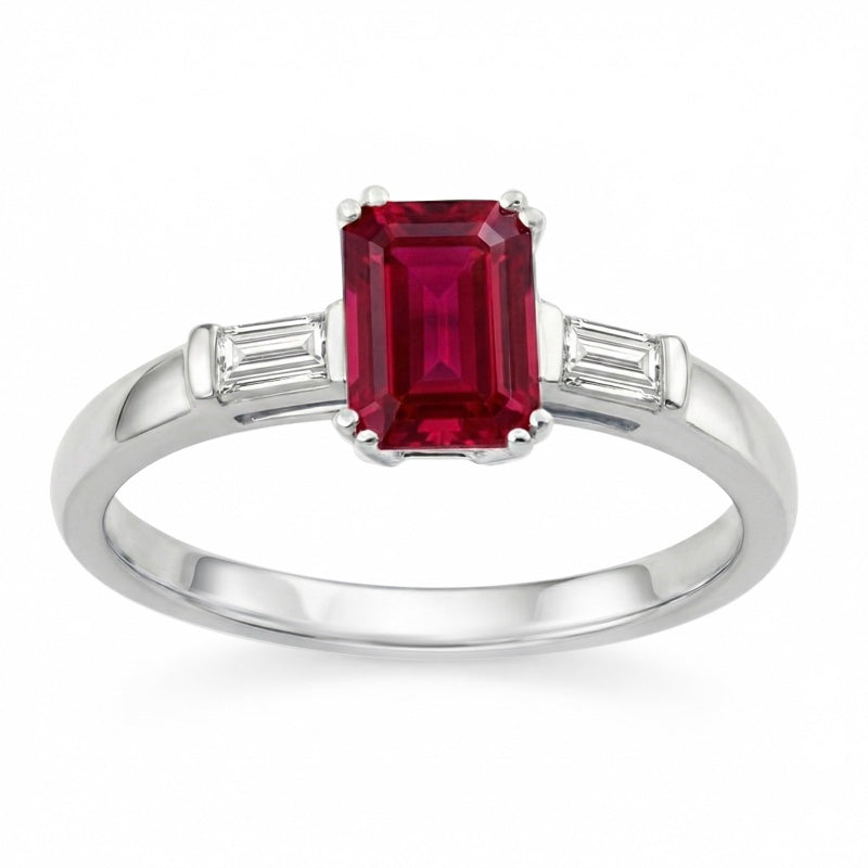 R-44636-RU-W   Diamond & Ruby Three Stone Ring