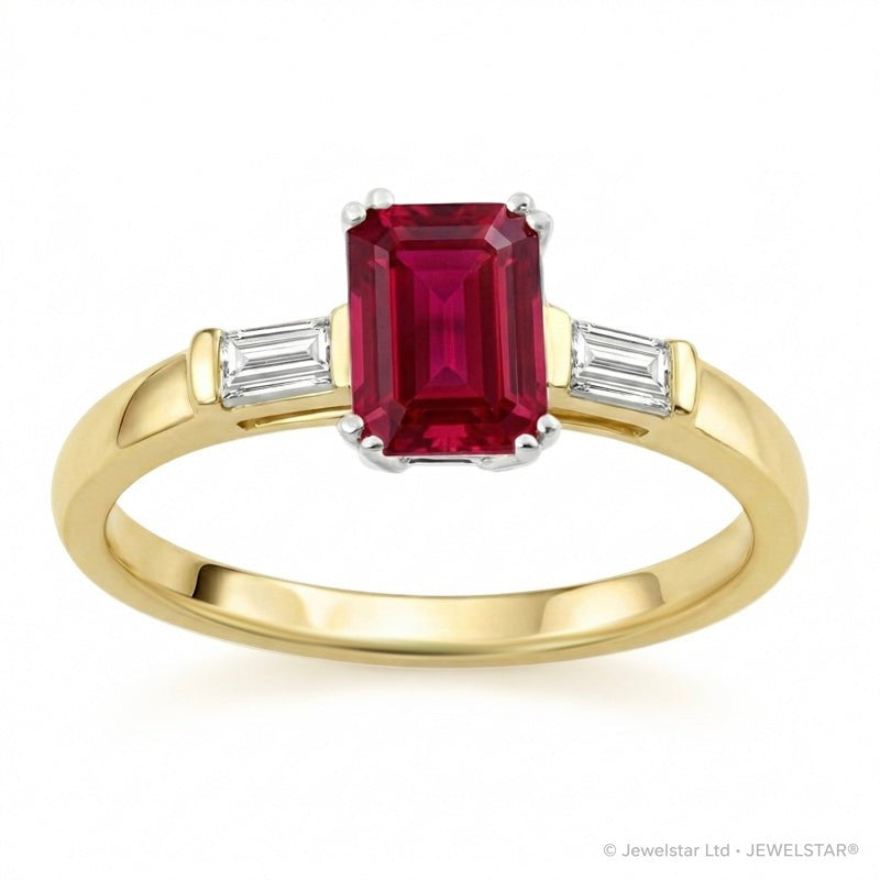 R-44636-RU-Y   Diamond & Ruby Three Stone Ring