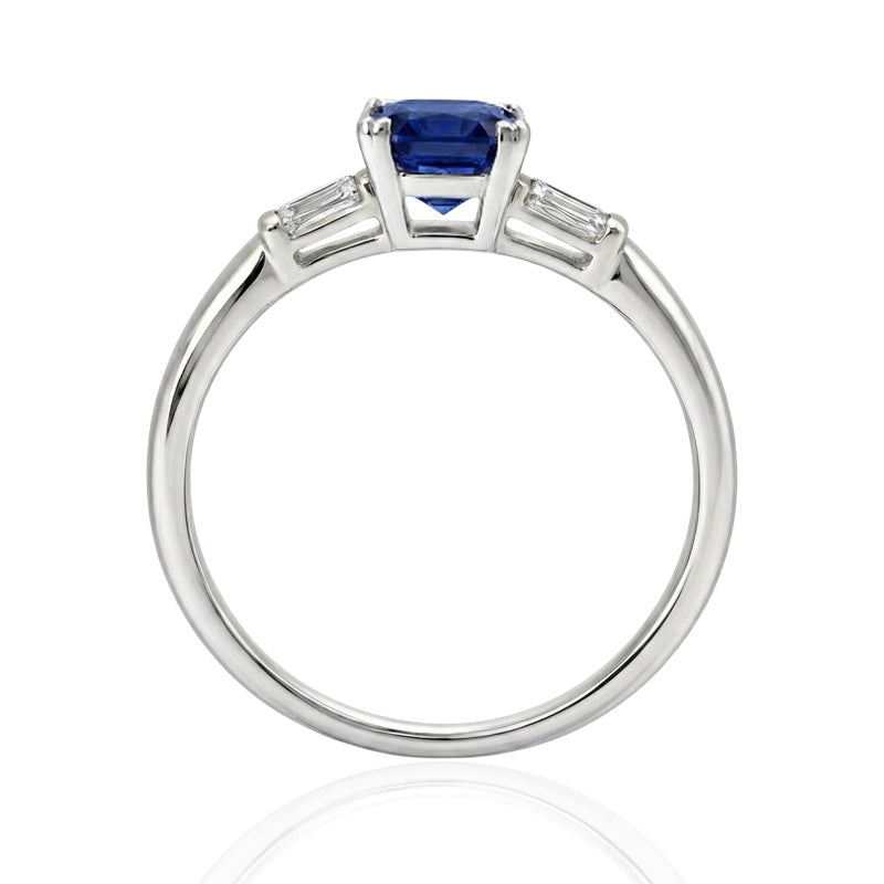 R-44636-SA-W   Diamond & Sapphire Three Stone Ring