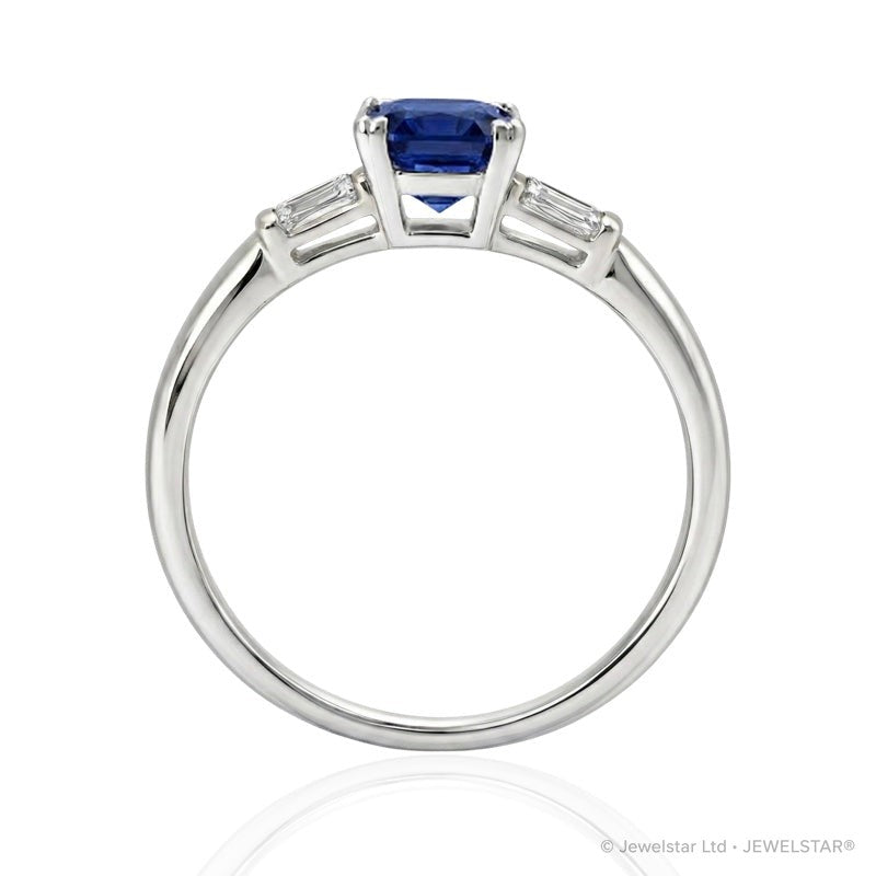R-44636-SA-W   Diamond & Sapphire Three Stone Ring
