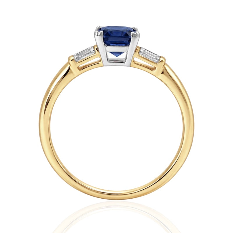 R-44636-SA-Y   Diamond & Sapphire Three Stone Ring