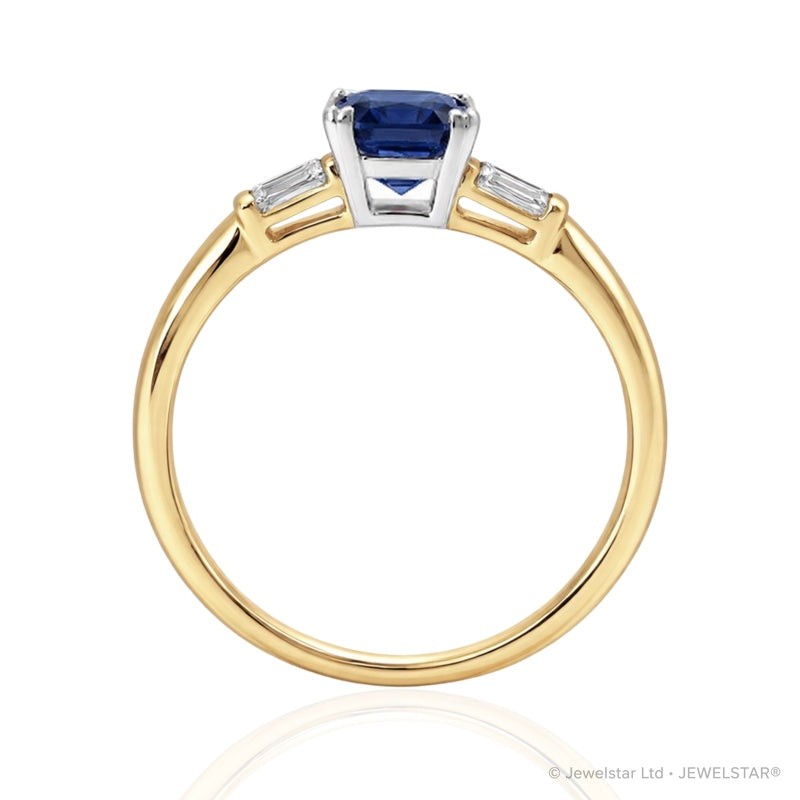 R-44636-SA-Y   Diamond & Sapphire Three Stone Ring