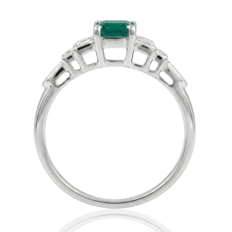 R-44637-EM-W  Diamond & Emerald Dress Ring