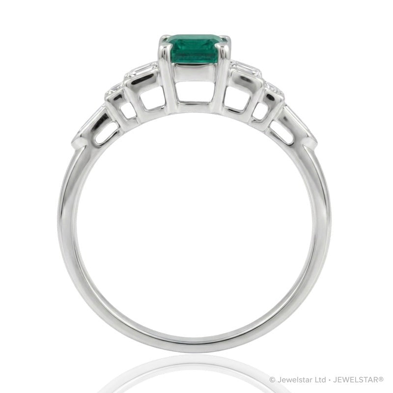 R-44637-EM-W  Diamond & Emerald Dress Ring