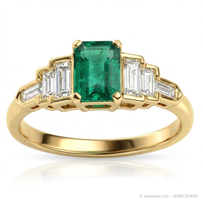 R-44637-EM-Y  Diamond & Emerald Dress Ring